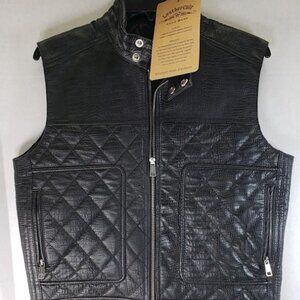 LeatherCult Black Leather Men's Vest, M
